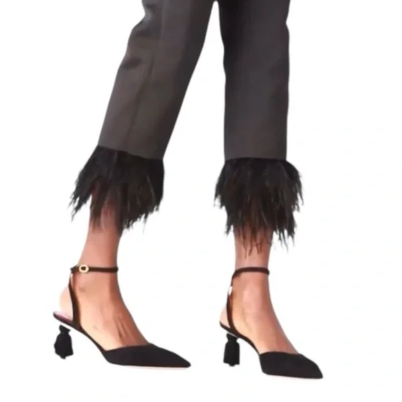 Kate Spade Voila Tassle Black Suede Women's Heels - Picture 6 of 11